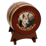 Pet Chestnut Barrel Urn - Small or Large Dog or Cat Urns