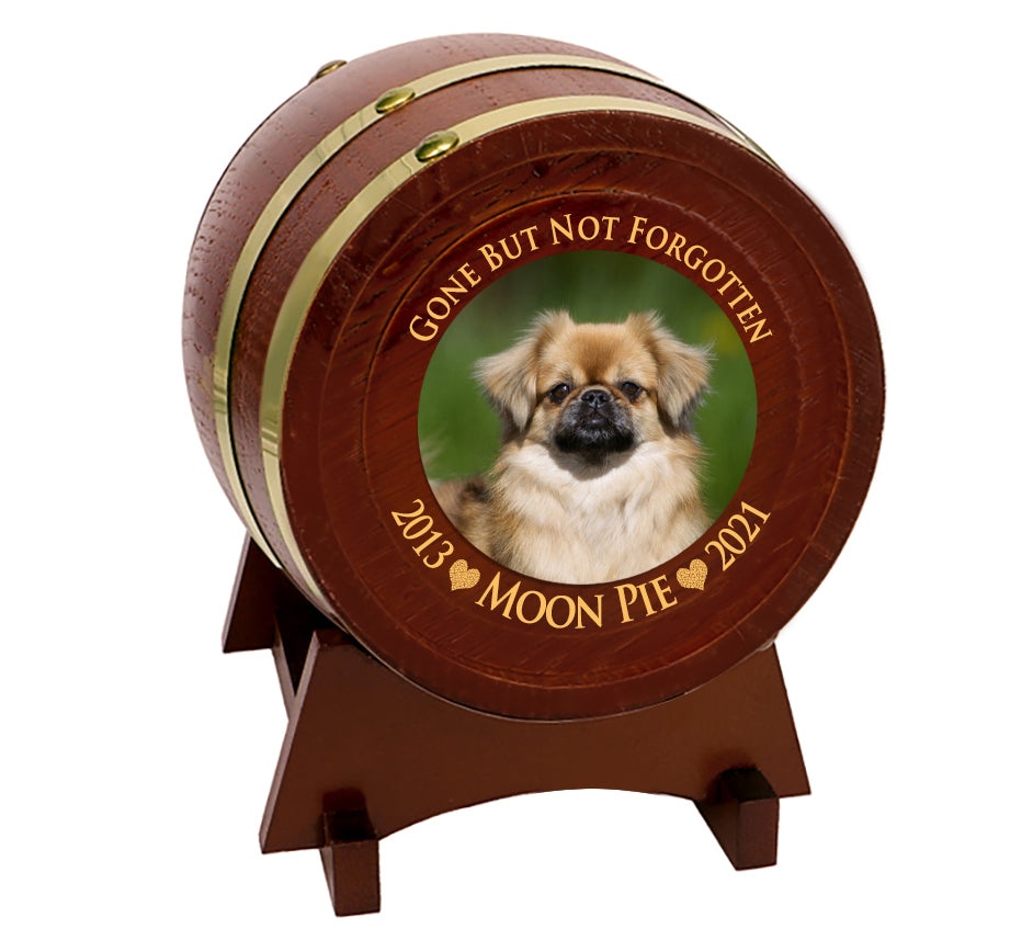 Pet Chestnut Barrel Urn - Small or Large Dog or Cat Urns