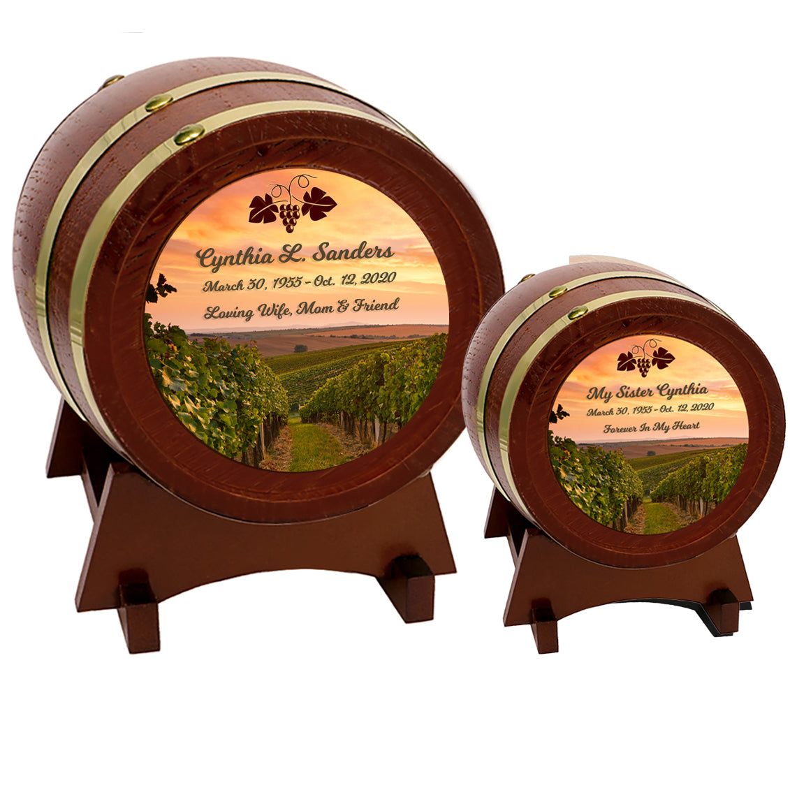 Vineyard Sunset Adult or Keepsake Chestnut Barrel Urn