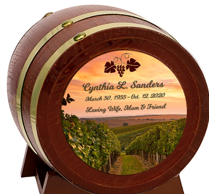 Vineyard Sunset Adult or Keepsake Chestnut Barrel Urn