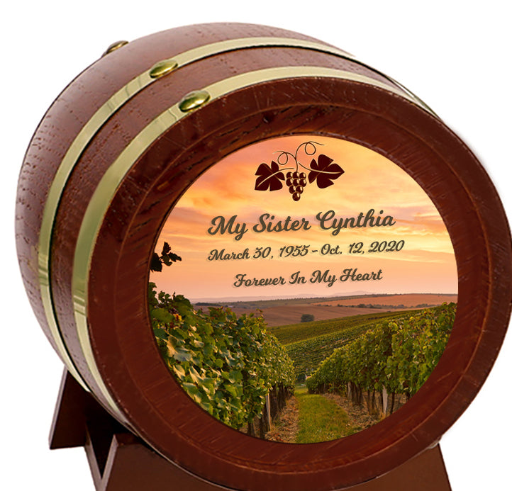 Vineyard Sunset Adult or Keepsake Chestnut Barrel Urn