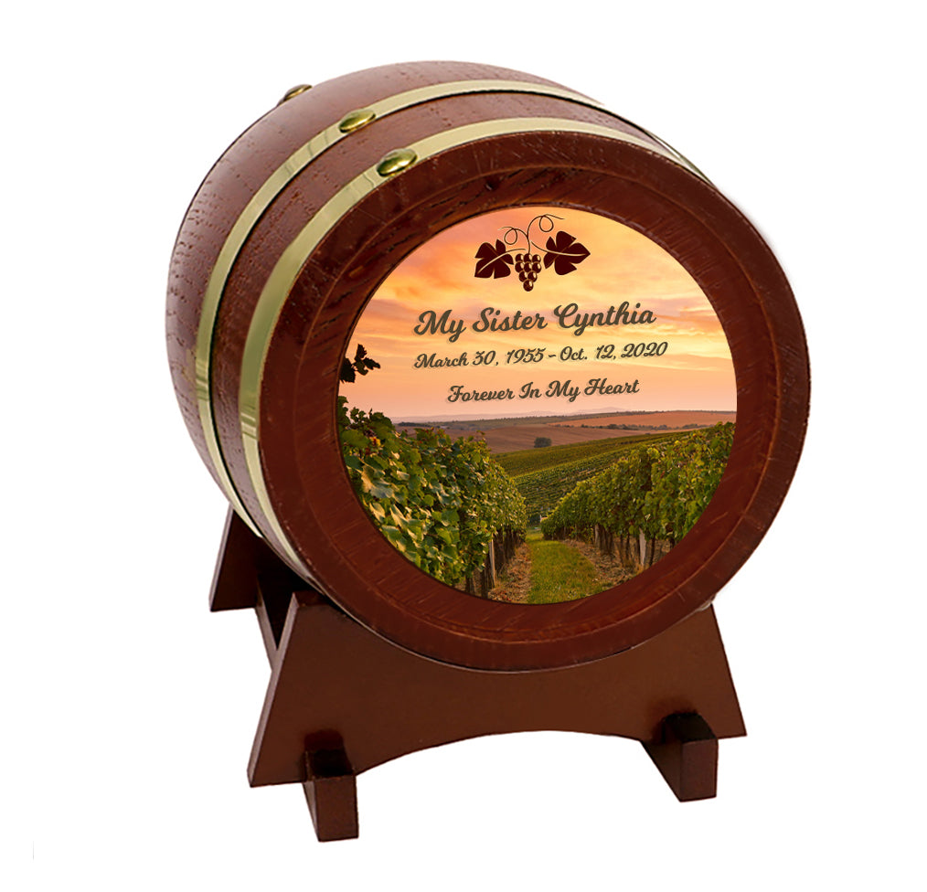 Vineyard Sunset Adult or Keepsake Chestnut Barrel Urn