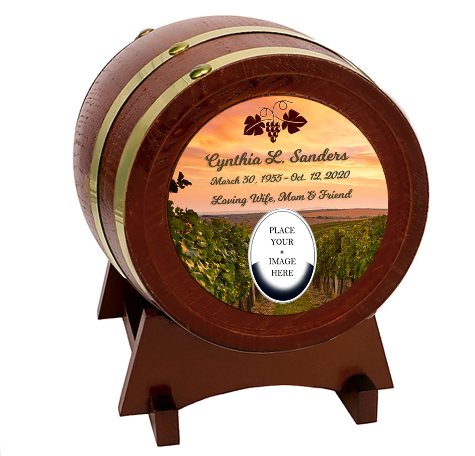 Vineyard Sunset Adult or Keepsake Chestnut Barrel Urn