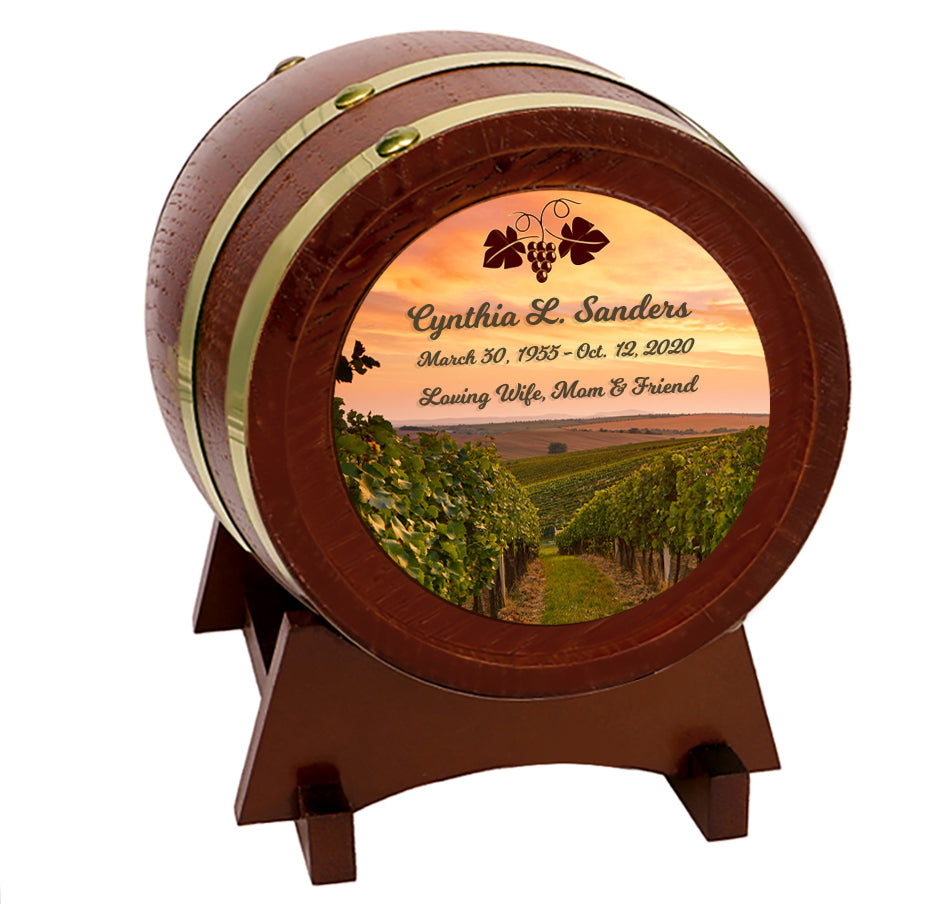 Vineyard Sunset Adult or Keepsake Chestnut Barrel Urn