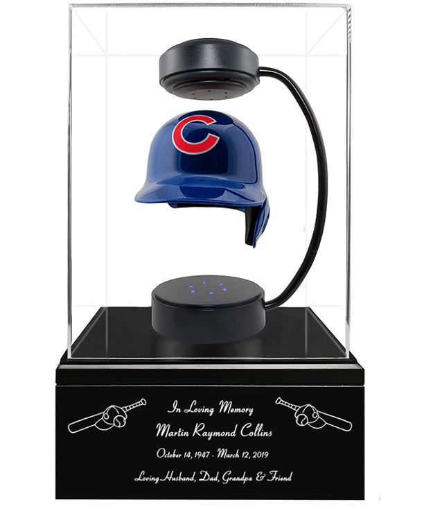 Baseball Cremation Urn & Baseball Cremation Urn & Chicago Cubs Hover Helmet Décor