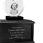 Child Memorial Heart 3D Crystal Infinity Wood Urn Set