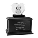 Child Memorial Heart 3D Crystal Infinity Wood Urn Set
