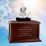 Child Memorial Heart 3D Crystal Infinity Wood Urn Set
