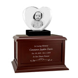 Child Memorial Heart 3D Crystal Infinity Wood Urn Set