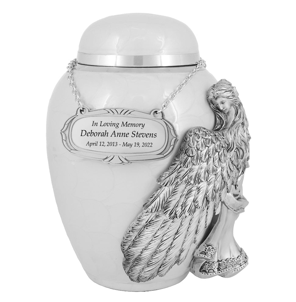 Child Wings of an Angel White Urn - Pro Laser Engraving