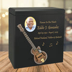 Country String Guitar Wood Adult Cremation Urn - Miniature Guitar - Photo Option