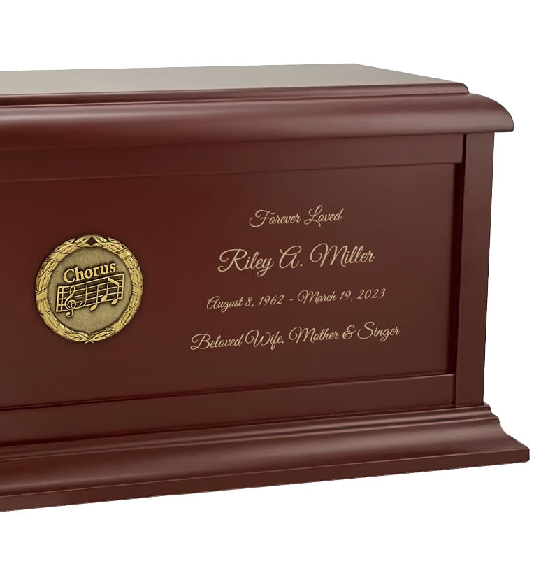 Chorus Medallion Wood Cremation Urn