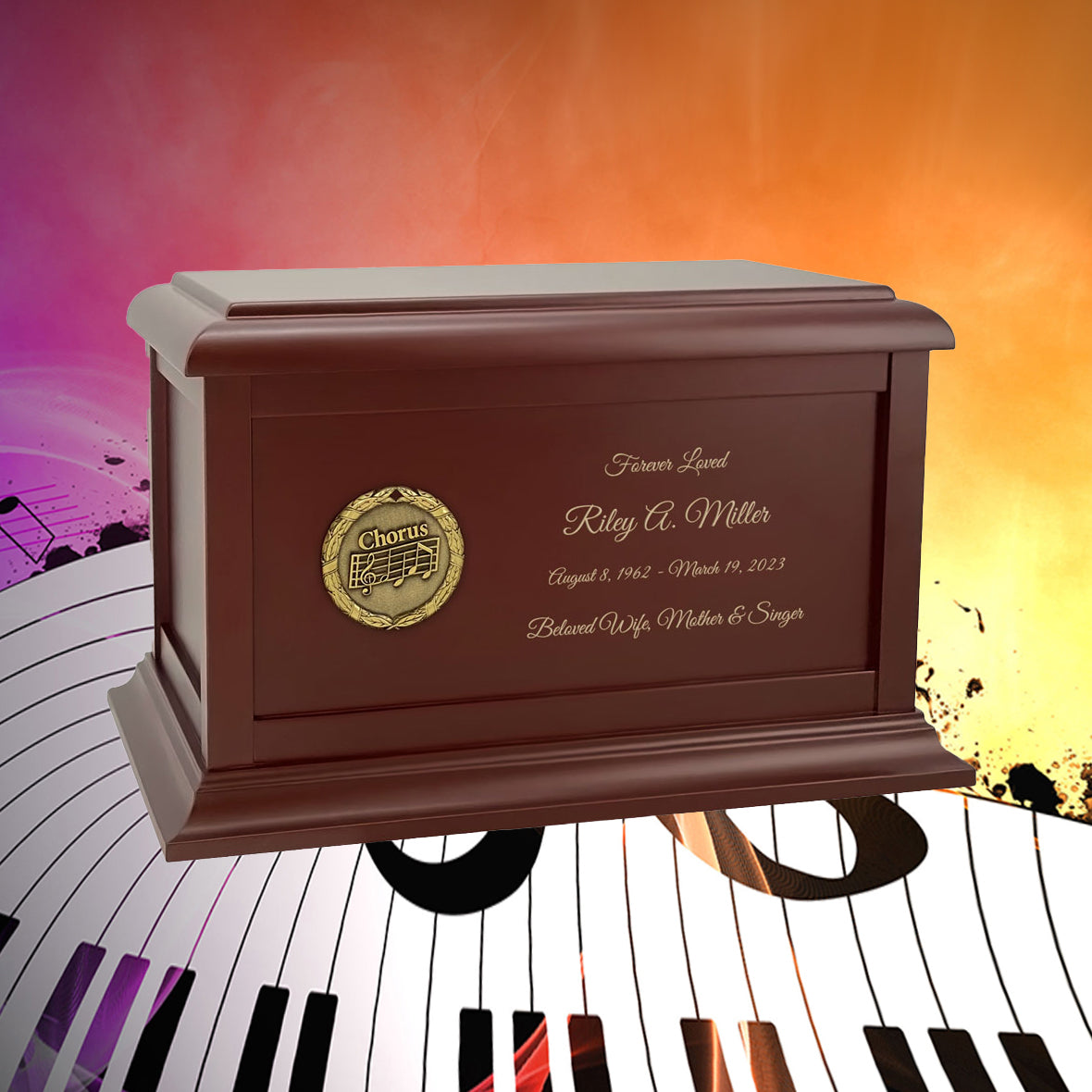 Chorus Medallion Wood Cremation Urn