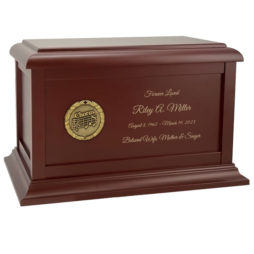 Chorus Medallion Wood Cremation Urn