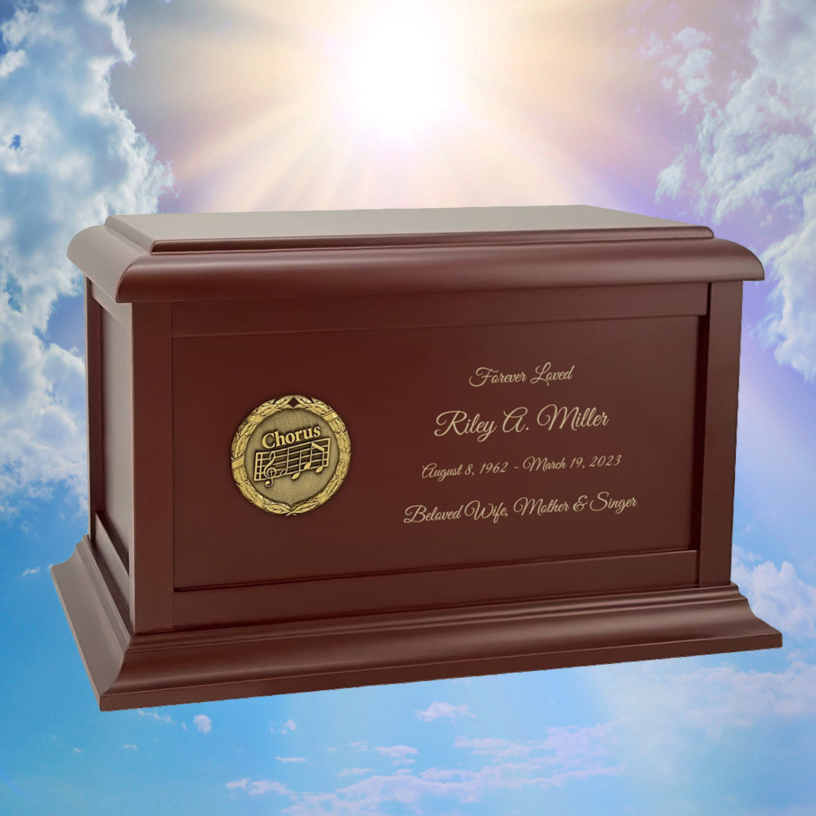 Chorus Medallion Wood Cremation Urn