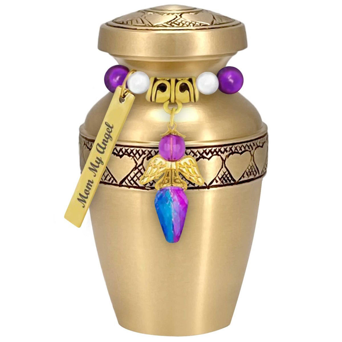 Purple Crystal Circle of Hearts Keepsake Urn - Love Charms® Option