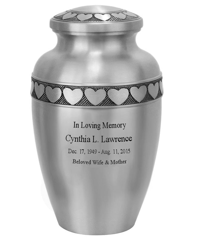 Love of My Life Pewter Companion Urns Heart Base Urns for Mom And Dad