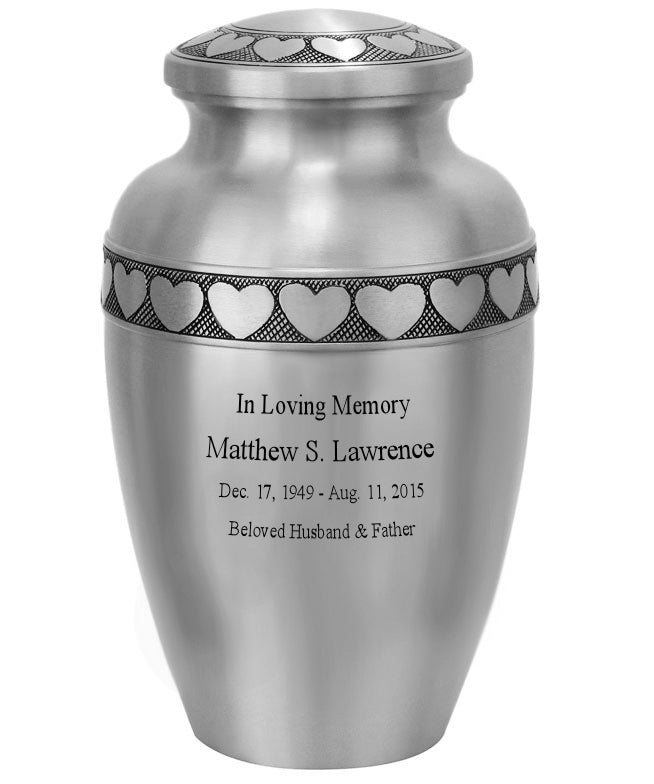Love of My Life Pewter Companion Urns Heart Base Urns for Mom And Dad