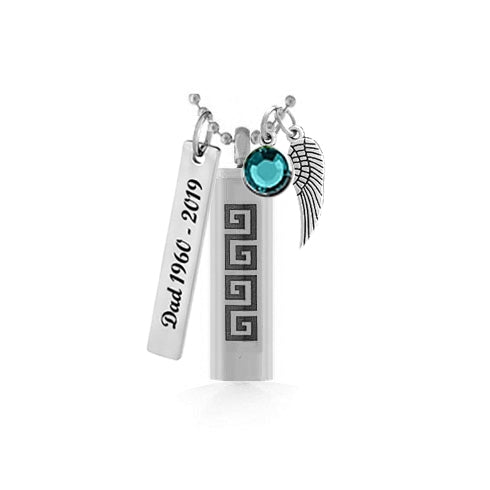 Circle of Life Cylinder Pendant Urn - Love Charms Option
