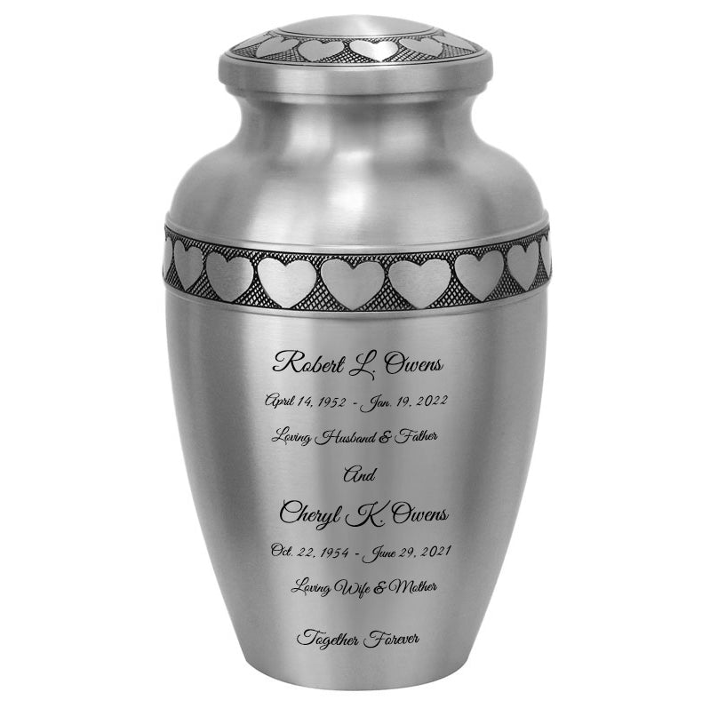 Circle Of Hearts Pewter Companion Shared (Half of Each Adult) Urn