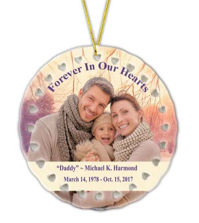 Personalized Ceramic Round Heart Ornament