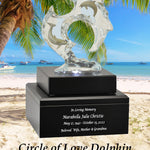 Circle of Love Dolphin Lucite Art Cremation Urn - Handmade Wooden Adult Urn