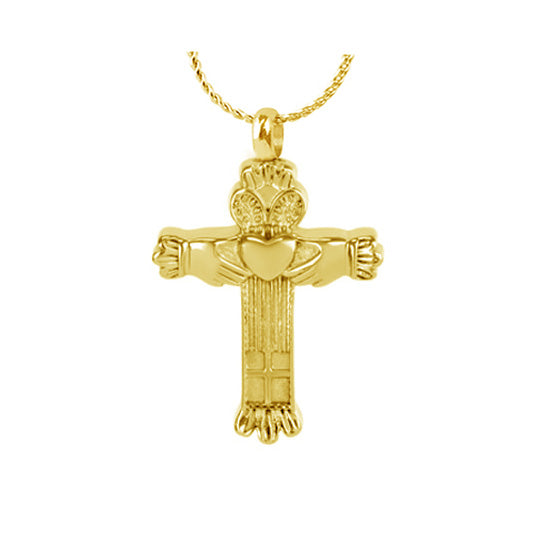 Claddagh Cross Gold Pendant Urn - Love Charms™ Option 