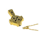 Celtic Cross Gold Cremation Pendant Urn