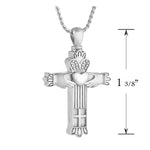 Claddagh Cross 10KT or 14KT White Gold Cremation Jewelry Urn - SHIPS NOW
