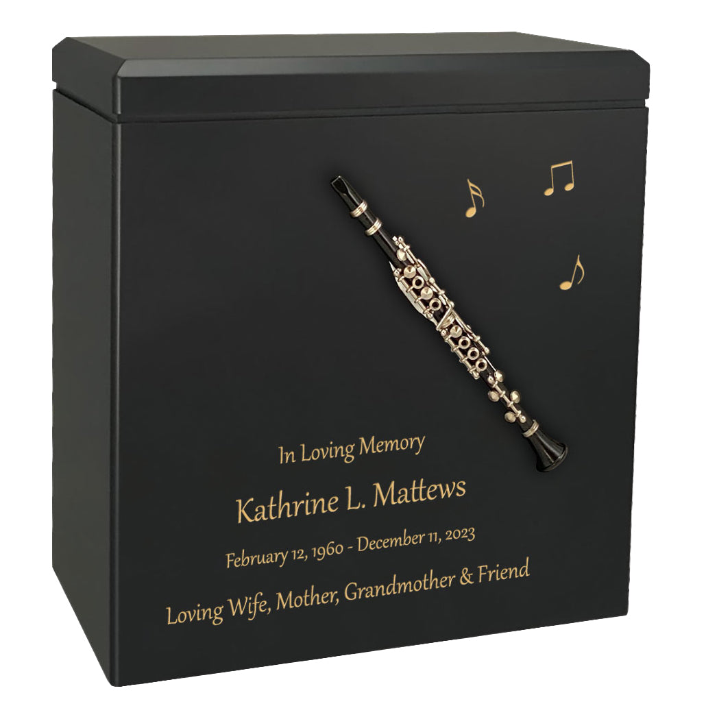 Clarinet Wood Adult Cremation Urn - Miniature Clarinet - Photo Option