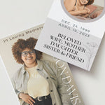 Double Photo Memorial Cards - Funeral  Cards - Celebration of Life Cards