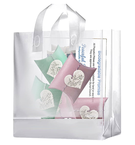Starfish Tiny Aqua and Pink Peaceful Pillow® Bio Urns - In Loving Memory - Set of 2