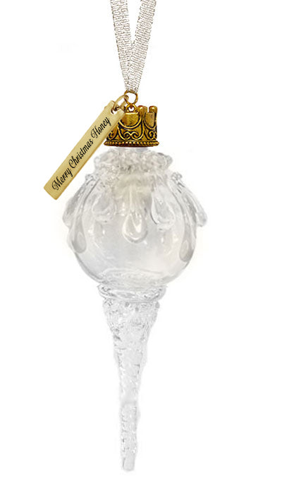 White Snowball Icicle Ornament Keepsake - Love Charms™ Option
