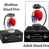 Football Adult or Medium Cremation Urn & Cleveland Browns Hover Helmet Décor - Free Engraving