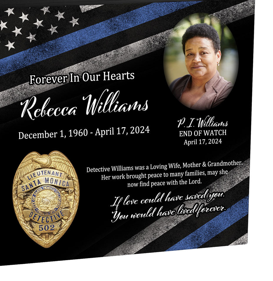 Police or Private Detective Cremation Urn - Thin Blue Line