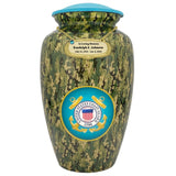 US Coast Guard Camouflage Cremation Urn - Tribute Wreath™ - Pro Sand Carved Engraving