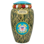 US Coast Guard Camouflage Cremation Urn - Tribute Wreath™ - Pro Sand Carved Engraving