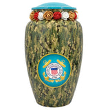 US Coast Guard Camouflage Cremation Urn - Tribute Wreath™ - Pro Sand Carved Engraving