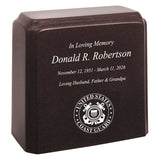 United States Coast Guard Cultured Marble Niche Cremation Urn - 12 Color Choices - Vault Option