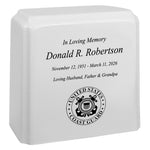United States Coast Guard Cultured Marble Niche Cremation Urn - 12 Color Choices - Vault Option