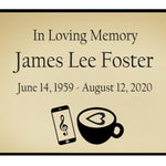 Coffee & Music Name Plates For Cremation Urns