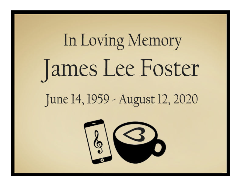 Coffee & Music Name Plates For Cremation Urns