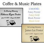 Coffee & Music Name Plates For Cremation Urns