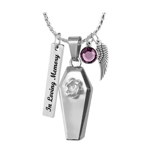 Rose Coffin Ash Pendant Urn - Love Charms™ Option