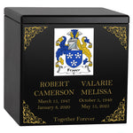 Family Coat of Arms Companion Cremation Urn - Parents Urn - Vault Option