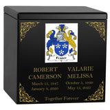 Family Coat of Arms Companion Cremation Urn - Parents Urn - Vault Option