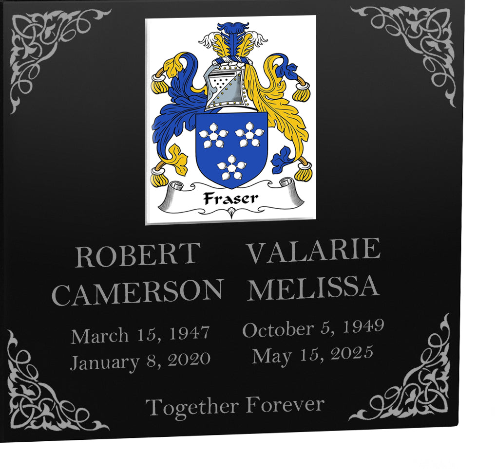 Family Coat of Arms Companion Cremation Urn - Parents Urn - Vault Option