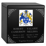 Family Coat of Arms Companion Cremation Urn - Parents Urn - Vault Option