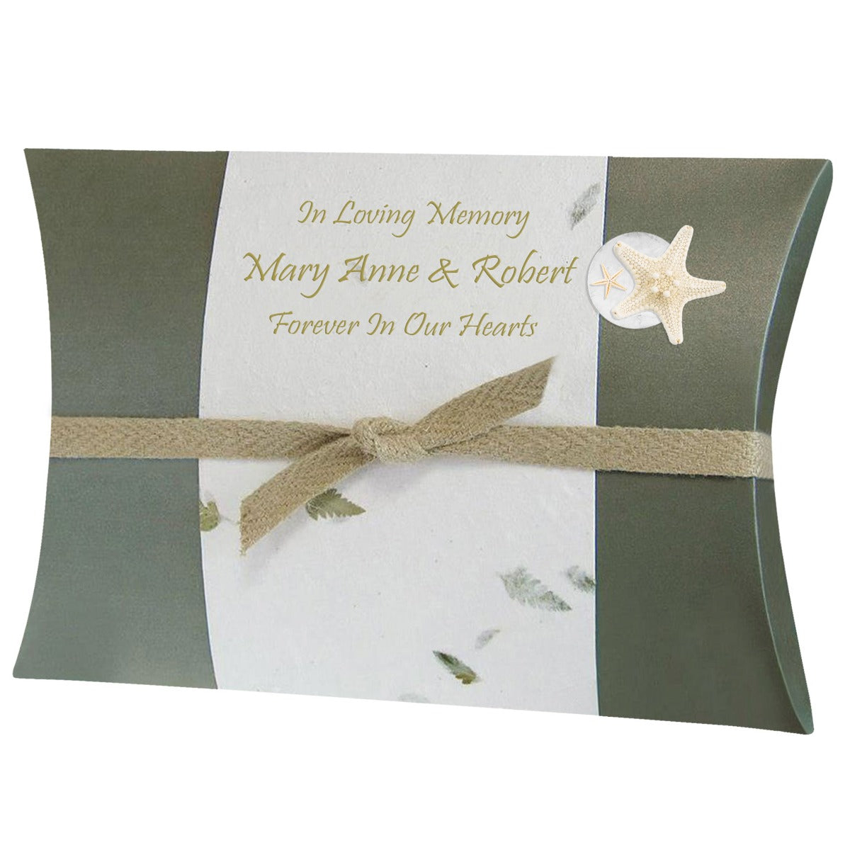 Sea Shell Starfish Fern Peaceful Pillow® Water Burial Cremation Urn - Biodegradable Water Burial At Sea Urn