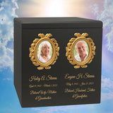 Gold Photo Frames Companion Wood Urn -  Parents Photo Urn - Vault Option